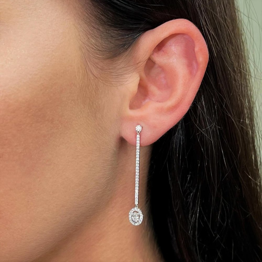 Messika 0.82Cttw Pend Glam'Azone Diamond Drop Earrings 18K White Gold